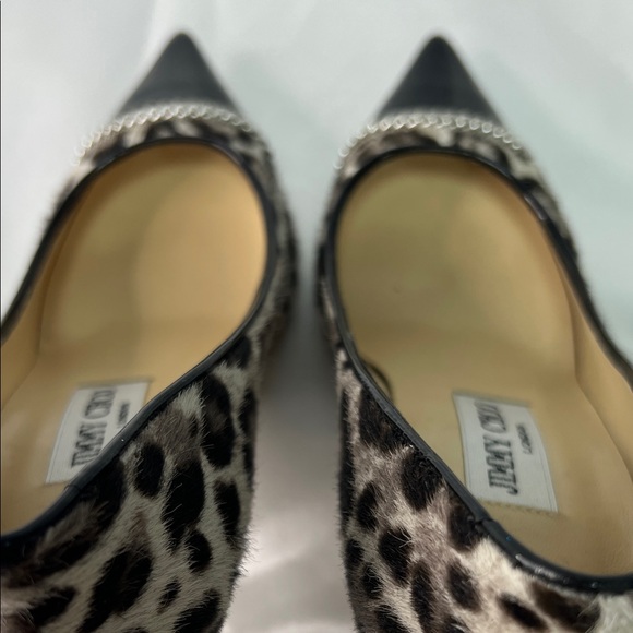 Jimmy Choo Leopard Print Heels with Black Accents - Picture 8 of 12